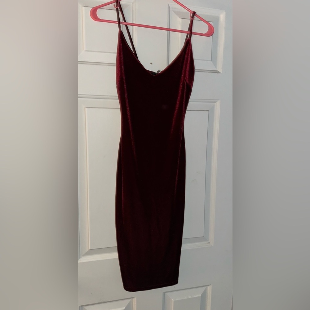 Fashion Nova Dark Red Velvet Dress